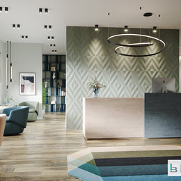 Contourz Zen Break in color Herb behind hotel reception desk