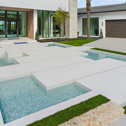 Pool & outdoor water feature w/ Shibui mosaics in Zinc - LBT